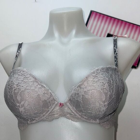 🔥Victoria's Secret dream angel push-up Gray Bra with Adjustable Straps Sz 32B - Picture 1 of 6